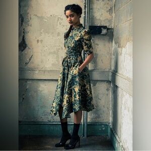 Gary Graham 422 Women's Short Sleeve Amanda Dress Army Floral Size XXL NWT